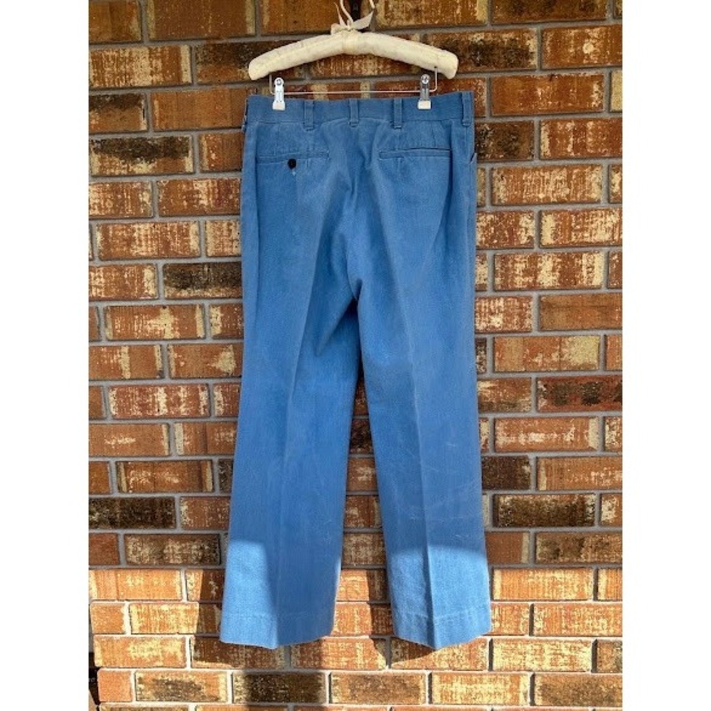 Vintage Blue Denim 2 Piece Set Shirt Jacket and Wide Leg Pants Mens Medium - Picture 4 of 7